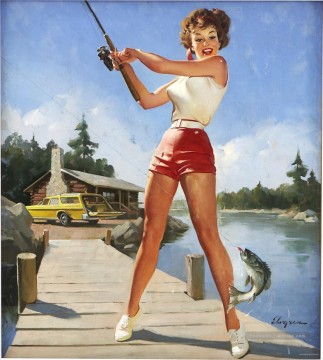 Filles pin up œuvres - fille pêche napa pin up